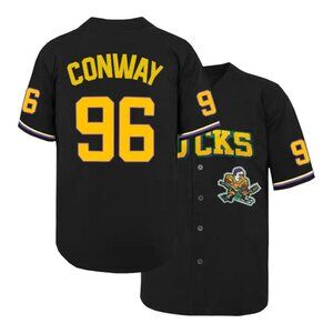 Mighty Ducks Movie Charlie Conway #96 Baseball Jersey Black Stitched